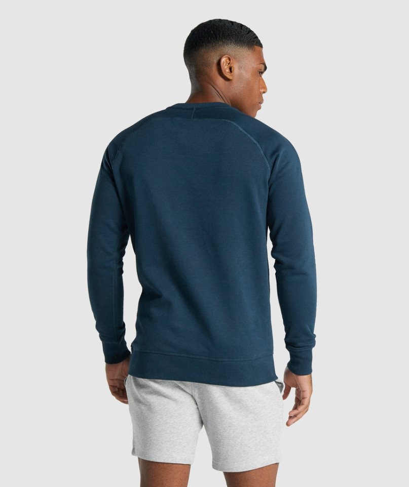 Men's Gymshark Crest Sweatshirts Navy | CA 56A183